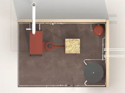 Industrial Boiler Room on wood pellets 3D model