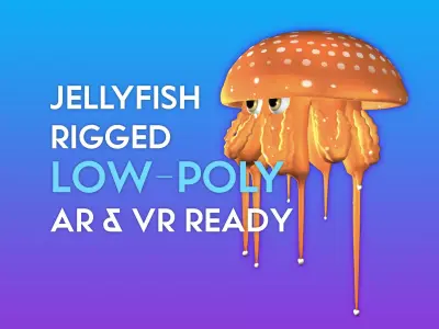 3D Cartoon Jellyfish  Low-poly 3D model