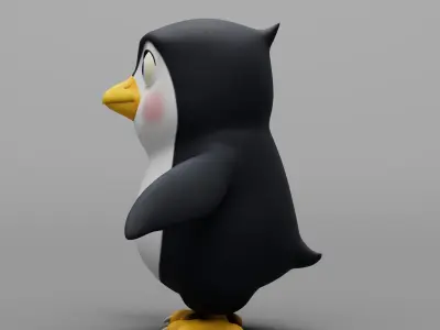 Penguin cartoon character modeling textures 3D model