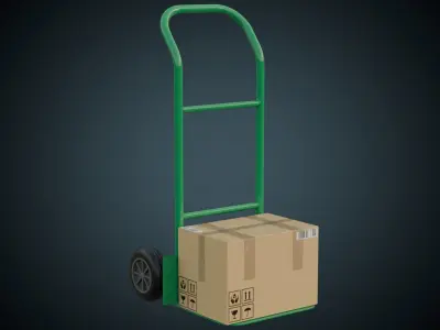 Hand Truck And Boxes 5A Low-poly 3D model