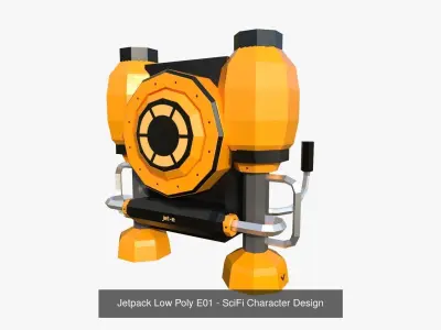 10 Jetpack Low Poly Collection Yellow - SciFi Character Design 
