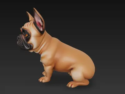 French Bulldog Brown Dog Realistic 3D Model - Low Poly Realistic Low-poly 3D model