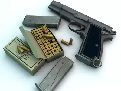 9mm Browning Pistol 3D model