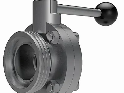 Manual Butterfly Valves - DIN11851 Male x Welding End - 3D model