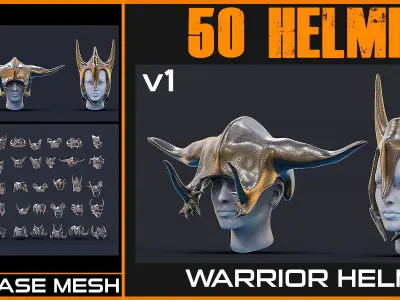 50 Models Of Warrior Helmet-Helmet Military -Army-Weapons-Vol 01 Low-poly 3D model