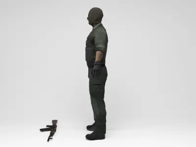 Mercenary 1 soldier holding gun Low-poly 3D model