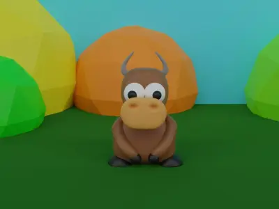 A toy type cow Free low-poly 3D model