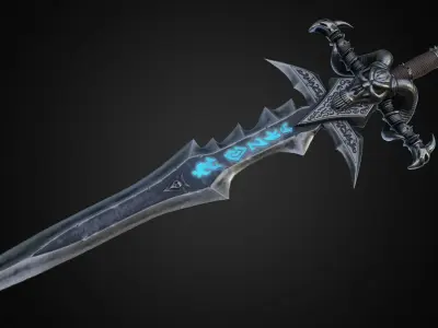 FROSTMOURNE sword with glow Low-poly 3D model