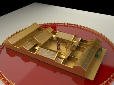 Chinese courtyard house Siheyuan 3D model