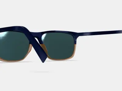 Fletcher Low Bridge Fit Sunglasses in Antique Shale Fade 3D model