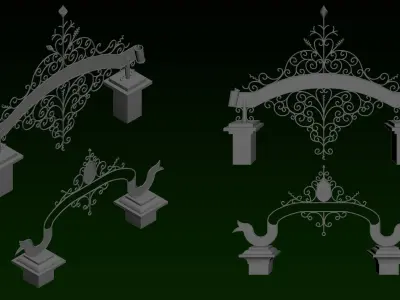 20 medival enseignes base mesh 3D model