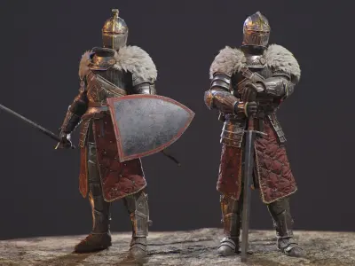 Knight Errant Low-poly 3D model