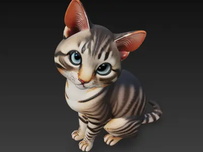 Cat Realistic 3D Model Basic - Low Poly Realistic Low-poly 3D model