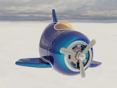 Catoon Plane Low-poly 3D model