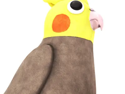 Toy cockatiel parrot Low-poly 3D model