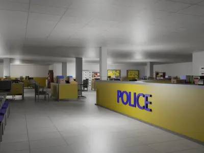 Police Station Low-poly 3D model