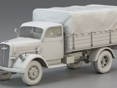 WWII German Army Cargo Truck 3t 3D model