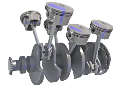 Animated V6 Engine Cylinders 3D model