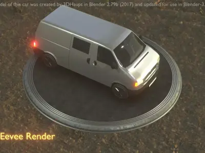 City Car 68 Commercial Transporter Type-C Silver Low-poly 3D model