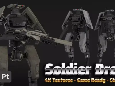 Soldier Robot Low-poly 3D model