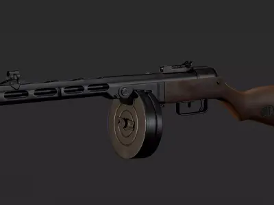 PPSH 41 Soviet 762 x 25 Submachinegun 3d model Low-poly 3D model