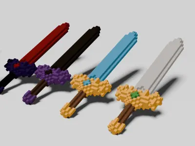 Voxel Swords Pack Low-poly 3D model