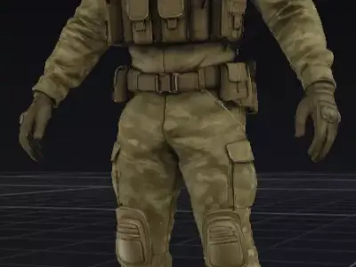 Modern Special Forces Soldier 3D Model Full Body OBJ STL GLB 3D model