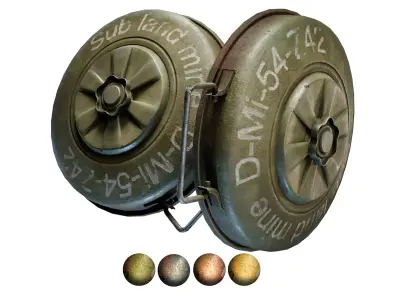 Old anti tank land mine bomb anti-caterpillar-mine da1 Low-poly 3D model