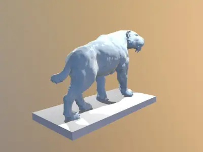 Realistic Smilodon Saber-toothed cat basemesh 3D print model