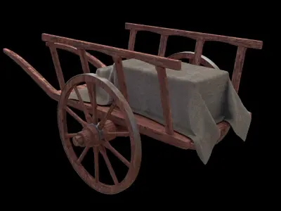 Medieval Cart Low-poly 3D model