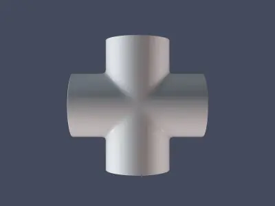 4 Way Pipe Connector Low-poly 3D model