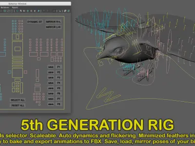 European Goldfinch Rigged 3D model