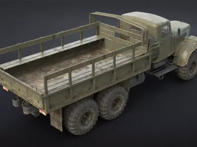 Kraz-255B Military Truck Game Ready Low-poly 3D model