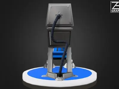 Game Ready Scifi Steampunk Pilots Seat and Terminal Control Low-poly 3D model