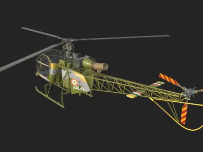 SA 315B Lama HALCheetah Helicopter Game Ready 3D Model Low-poly 3D model