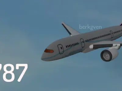 Boeing 787 Dreamliner Low Poly Low-poly 3D model