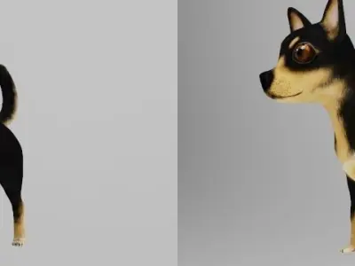 DOG CHIHUAHUA Low-poly 3D model