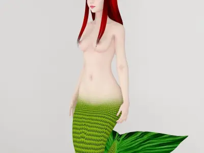 T pose rigged model of little mermaid and human form 3D model
