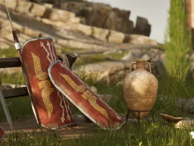 Roman Temple Ruins Low-poly 3D model