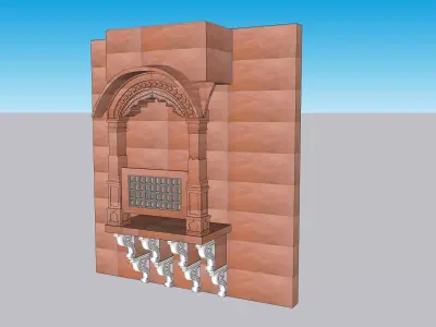 indian jodhpuri stone jharokha window 3D model