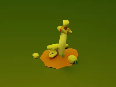 Graveyard set Low-poly 3D model