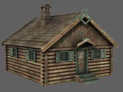 LOG CABIN Low-poly 3D model