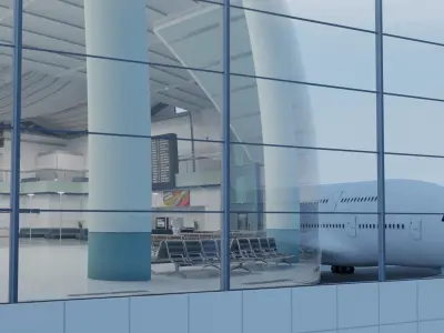 Airport from inside Low-poly 3D model