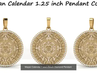 Mayan Calendar Diamond Pendant Combination of 4 3D Model Collection