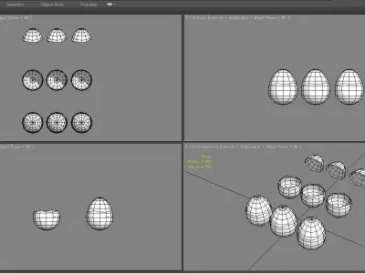 Cartoon eggs - broken egg shell Low-poly 3D model