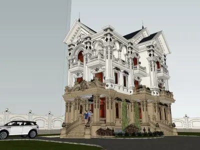1 Parisian Elegance Neoclassical Villa Exterior Model Low-poly 3D model