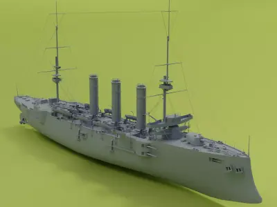 HMS Cornwall cruiser Low-poly 3D model