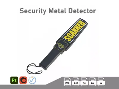 Handheld Security Metal Detector Low-poly 3D model