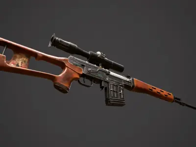 SVD - Dragunov Sniper Rifle Low-poly 3D model