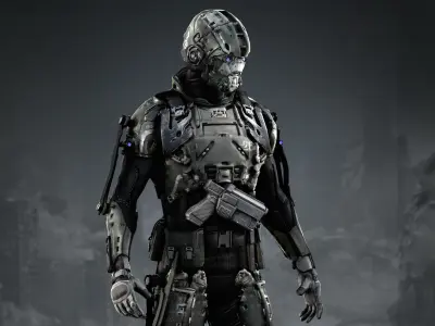 Elite Soldier from Warriors of Future  Low-poly 3D model